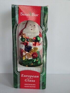 NOS Vintage 1996 Santas Best European Style Santa Claus Mouth Blown Ornament 6"
